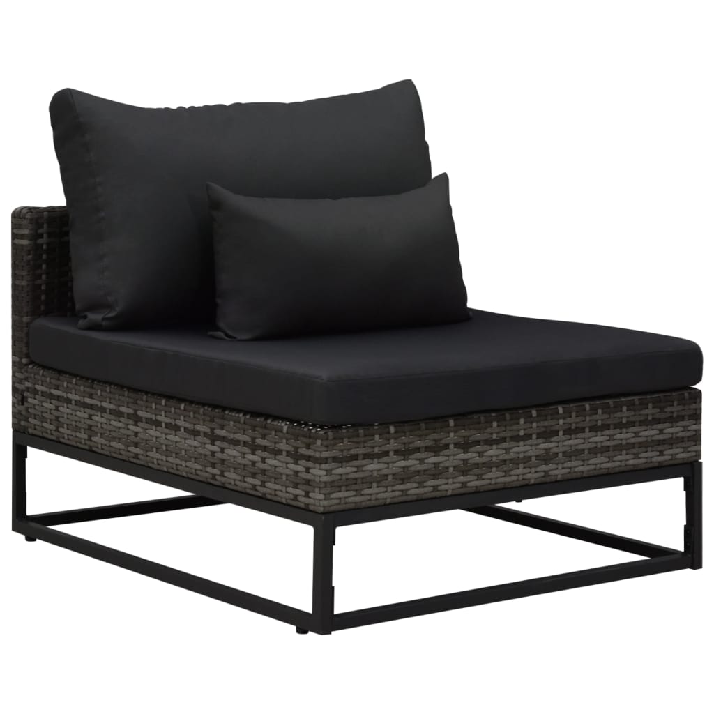 5-tlg. Garten-Sofagarnitur mit Auflagen Poly Rattan Grau