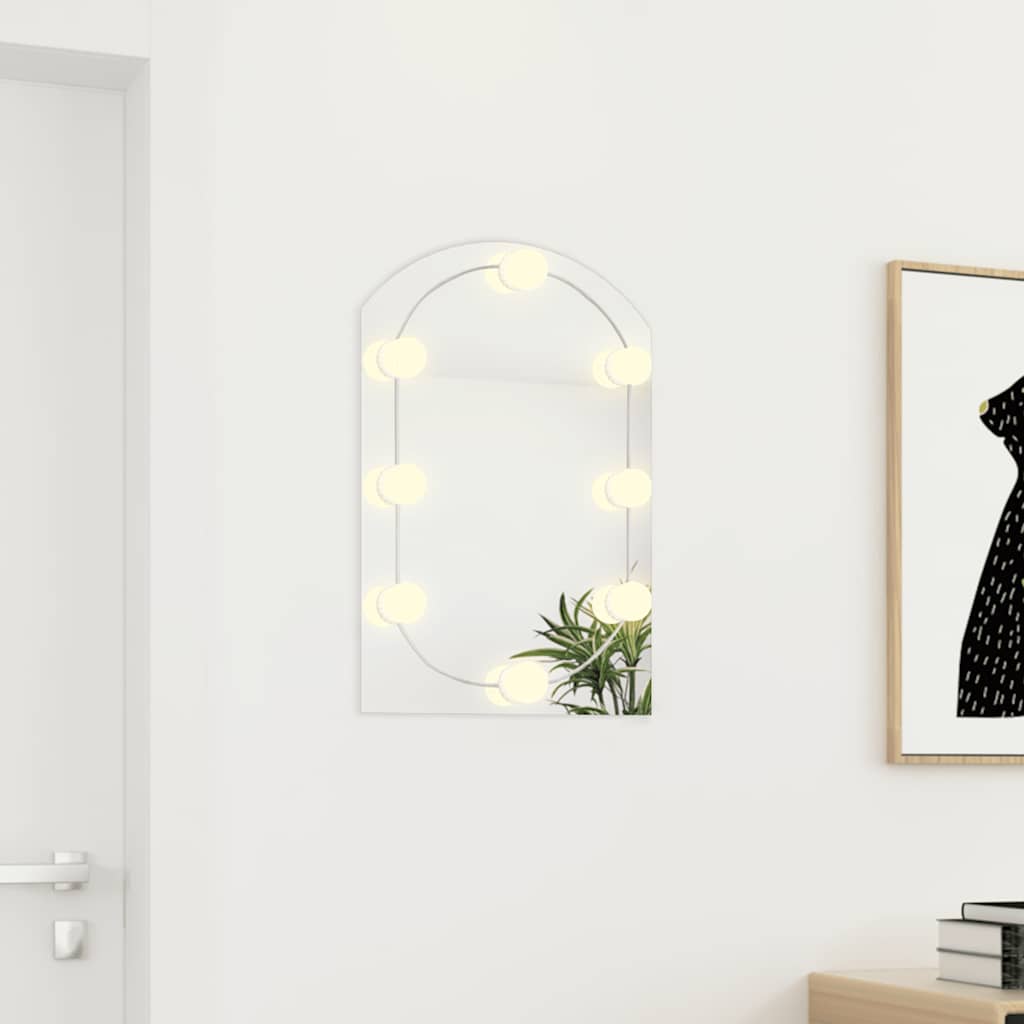 Spiegel mit LED-Leuchten 60x30 cm Glas Oval