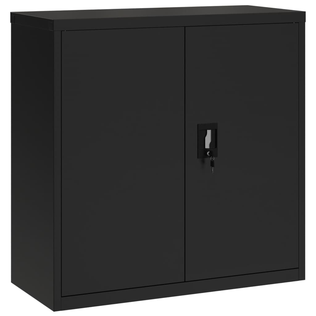 Aktenschrank mit 2 Türen Grau 90 cm Stahl