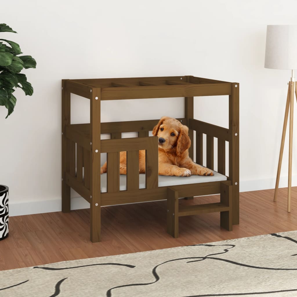 Hundebett Weiß 55,5x53,5x60 cm Massivholz Kiefer