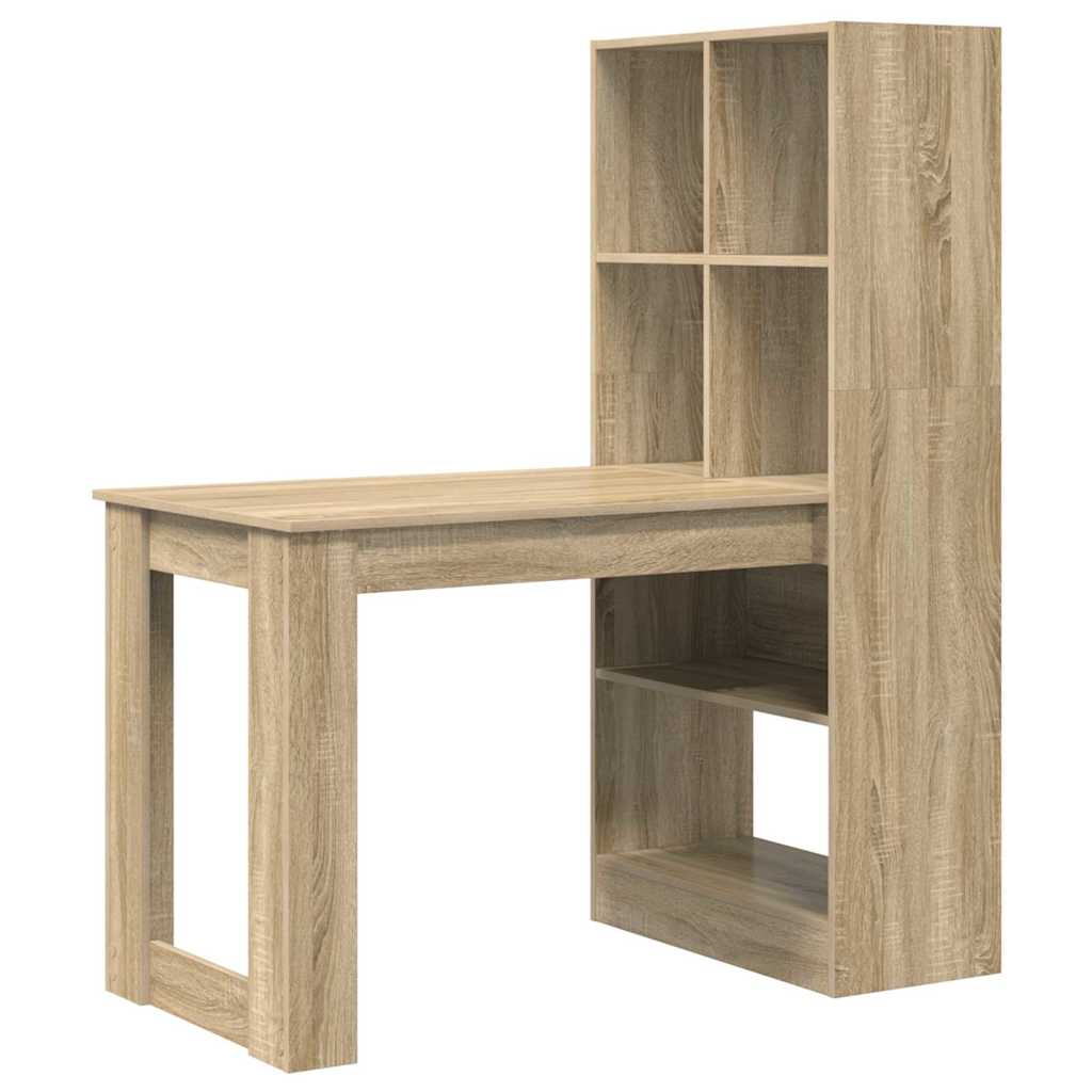 Schreibtisch mit Regal Schwarz Eichen-Optik 122 x 67 x 145 cm