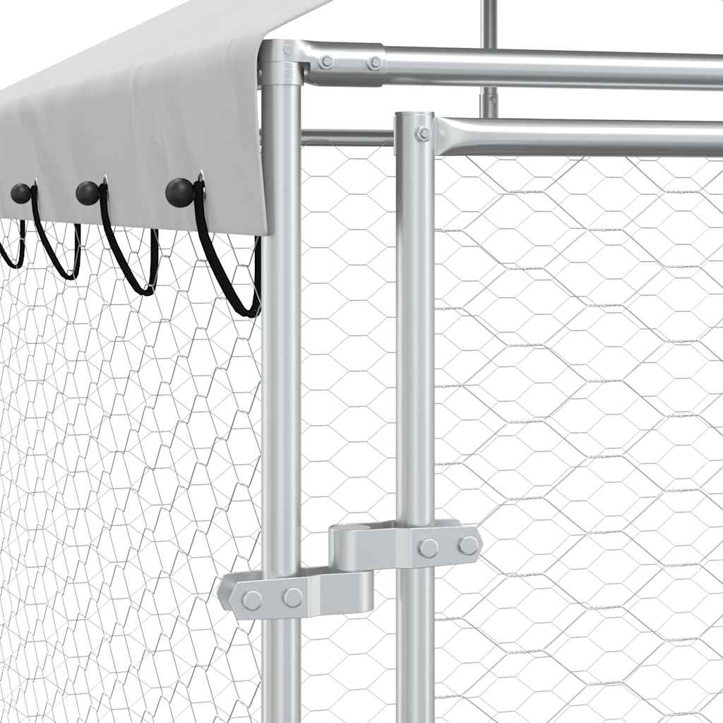 Outdoor-Hundezwinger mit Dach Silber 2x2x2,5 m Verzinkter Stahl