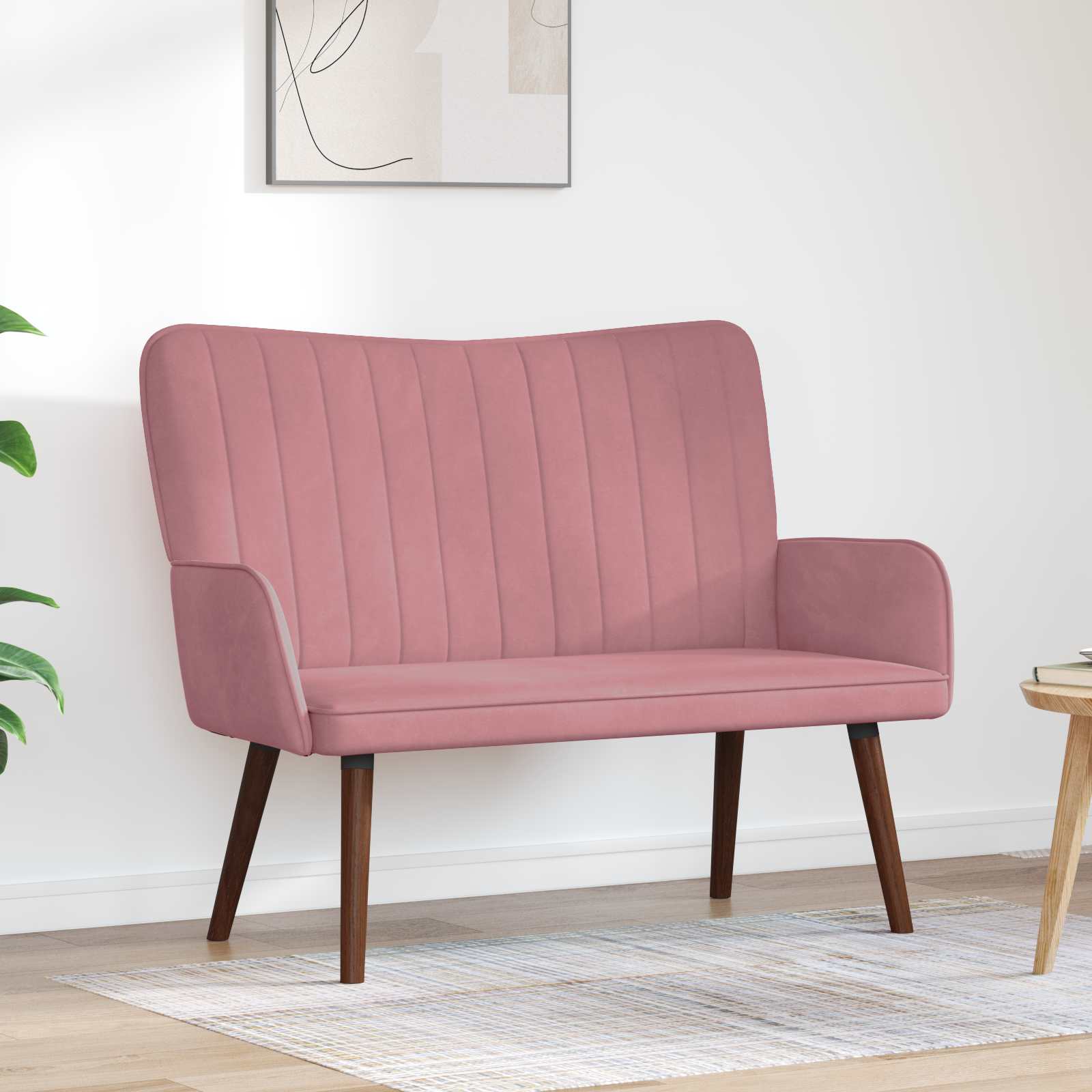 2-Sitzer Sofa Hellgrau 115 x 61 x 87 cm Samt (V)