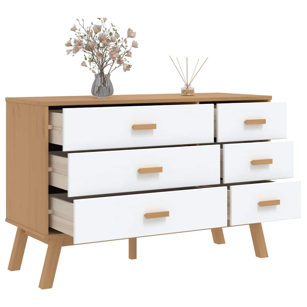 Schubladenschrank OLDEN Braun Massivholz Kiefer