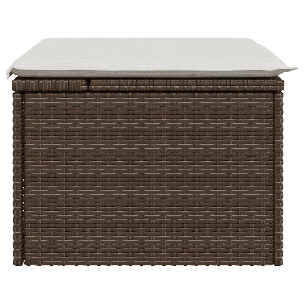 Gartenhocker mit Kissen Schwarz 55x55x37 cm Poly Rattan