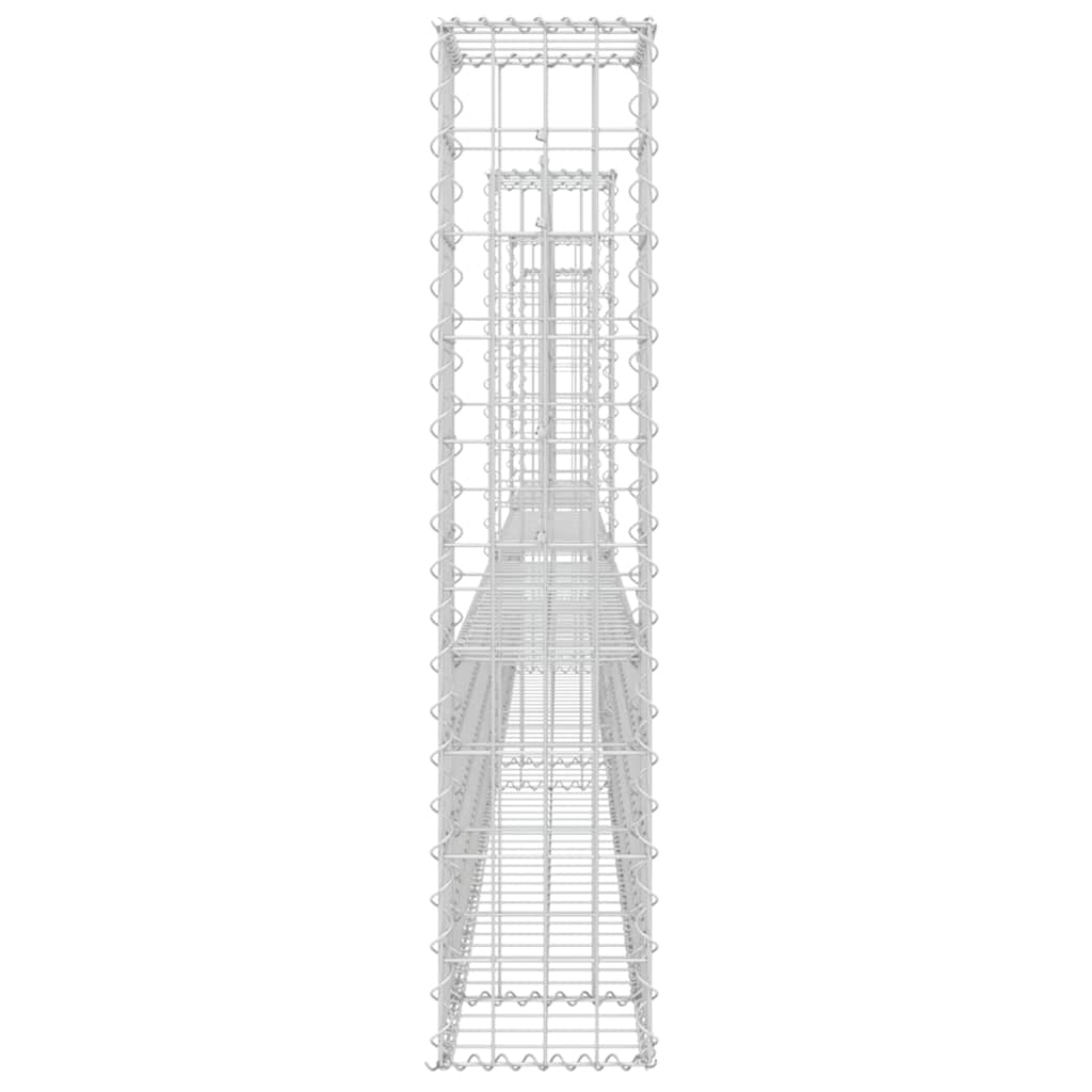 Gabionenkorb U-Form mit 2 Säulen Eisen 140x20x150 cm