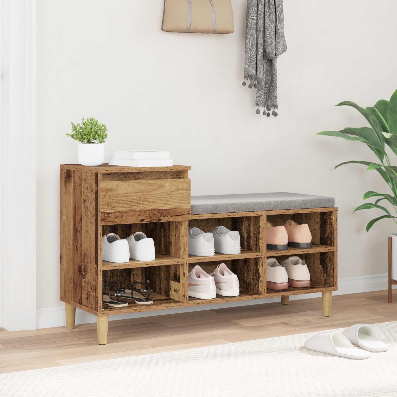 Schuhregal Weiß 102x36x60 cm Holzwerkstoff