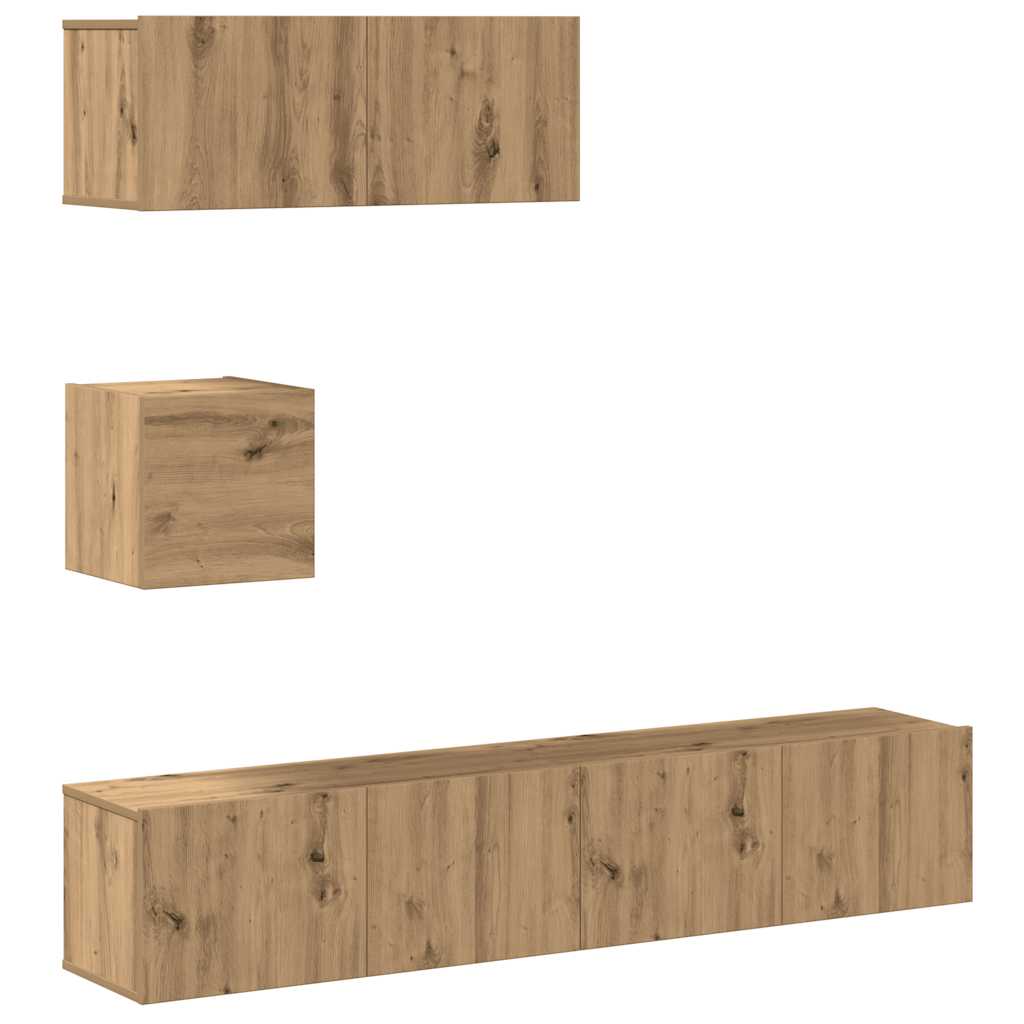4-tlg. TV-Schrank-Set Weiß Holzwerkstoff