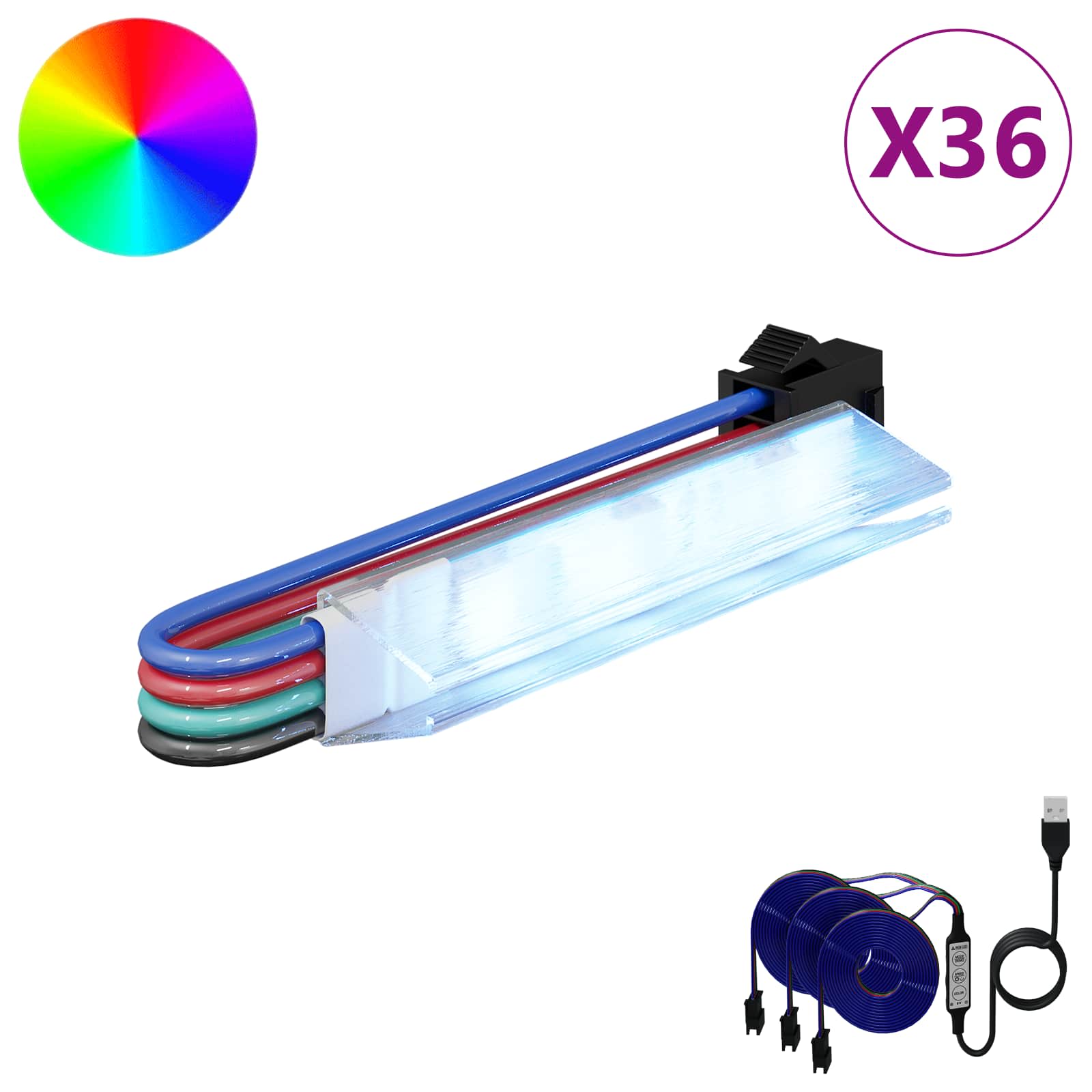 LED Streifen 2 pcs Schwarz und Weiß 1745 mm