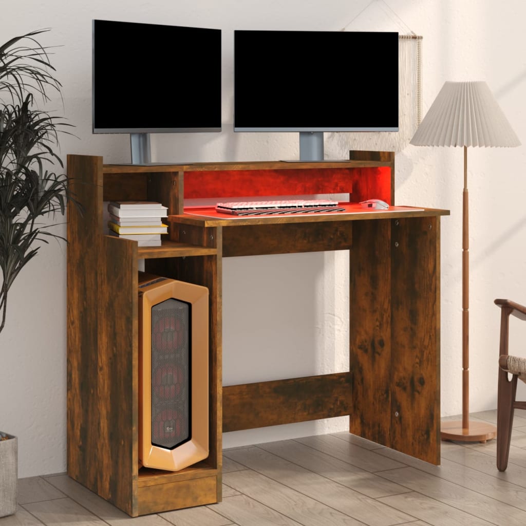 Schreibtisch mit LEDs Weiß 97x45x90 cm Holzwerkstoff
