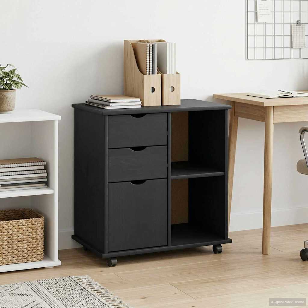 Rollschrank Honigbraun 63,5 x 39 x 65,5 cm Massivholz Kiefer