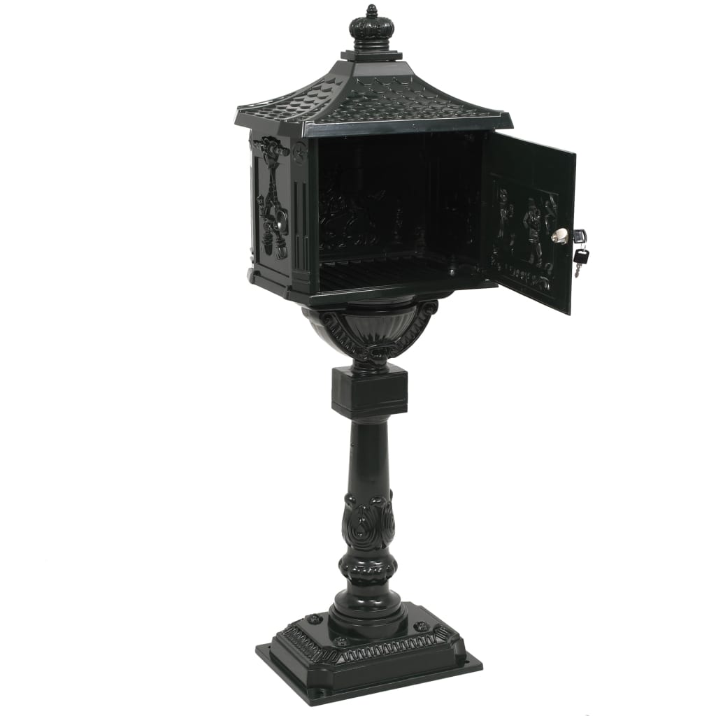 Stehender Briefkasten mit Speicher Schwarz 42,5 x 29,5 x 117 cm