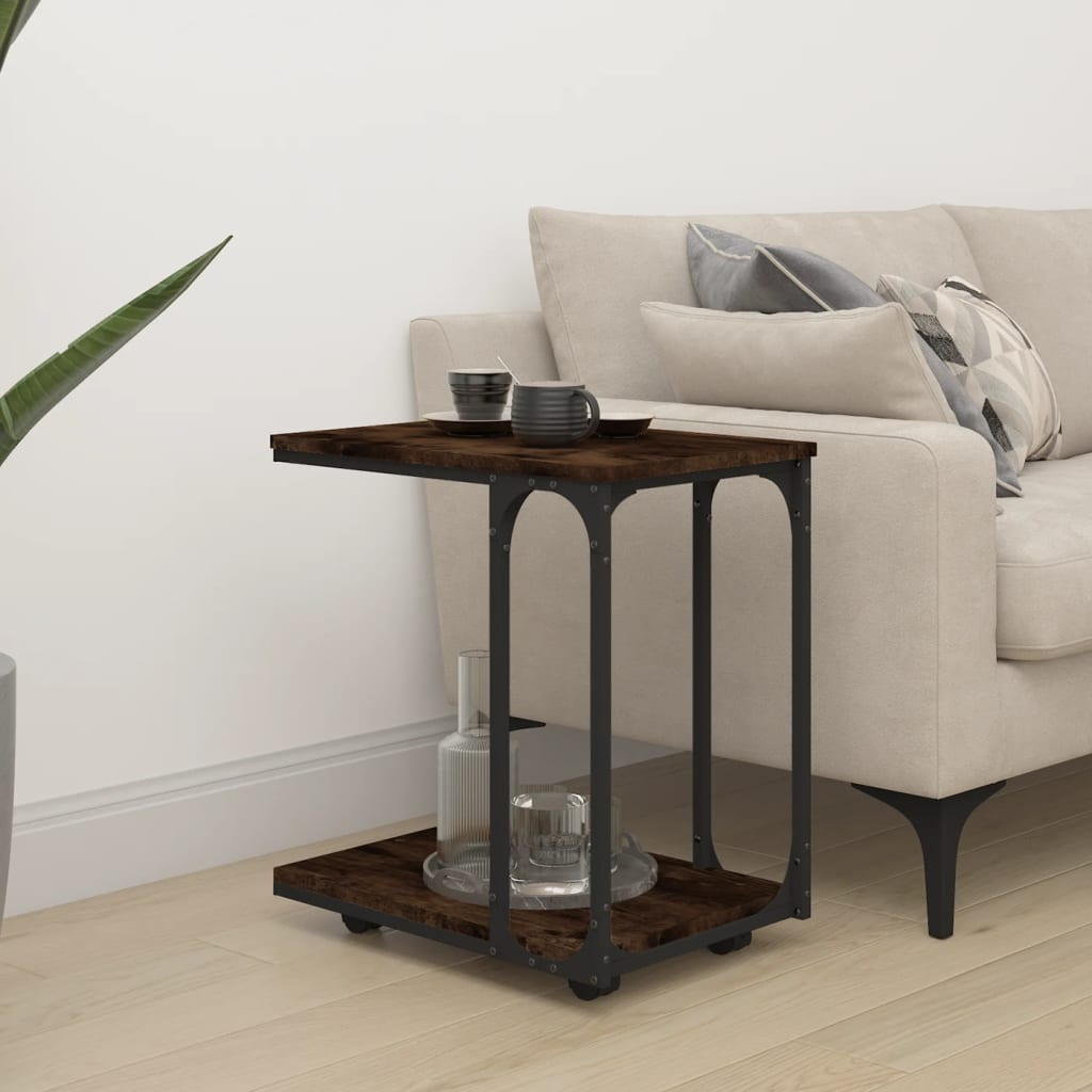 Beistelltisch mit Rollen Schwarz 50x35x55,5 cm Holzwerkstoff