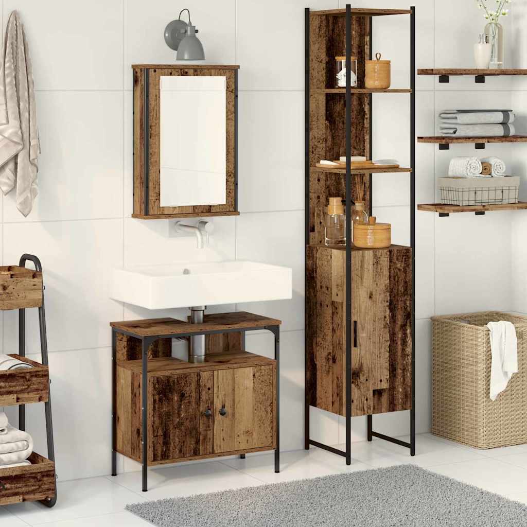 3-tlg. Badmöbel-Set Räuchereiche Holzwerkstoff