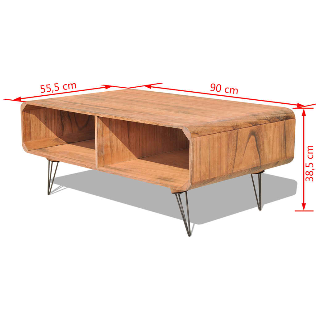 Couchtisch 90×55,5×38,5 cm Massivholz Paulownia Braun