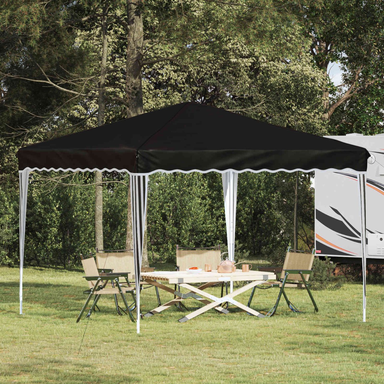 Pop-up Partyzelt 288 x 288 x 245 cm Creme Oxford-Stoff
