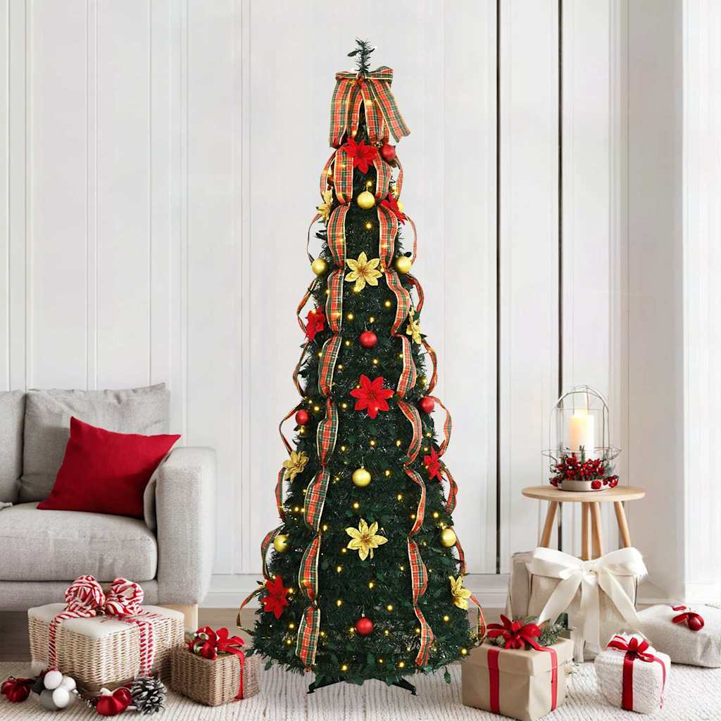 Künstlicher Weihnachtsbaum mit 50 LEDs Grün 125 cm PVC