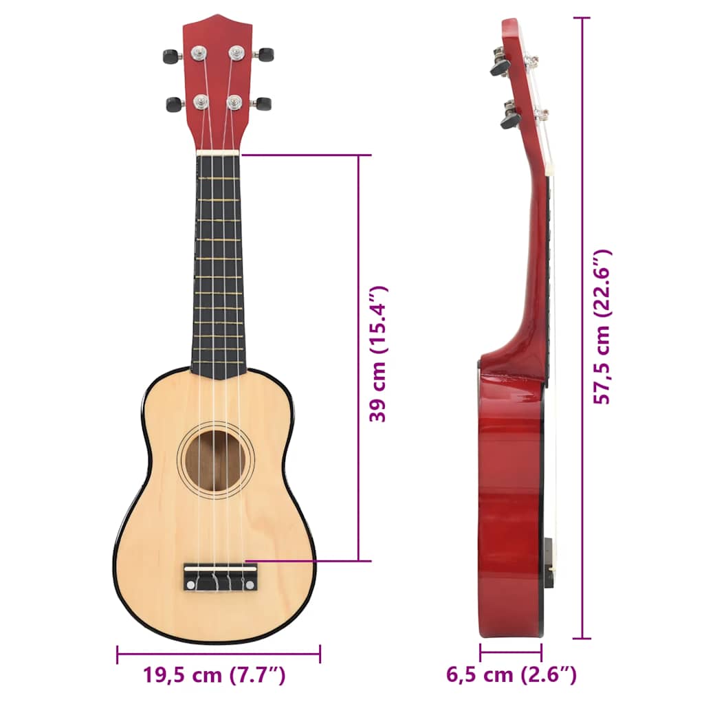 Sopran Ukulele Set für Kinder mit Tasche Dunkles Holz 21