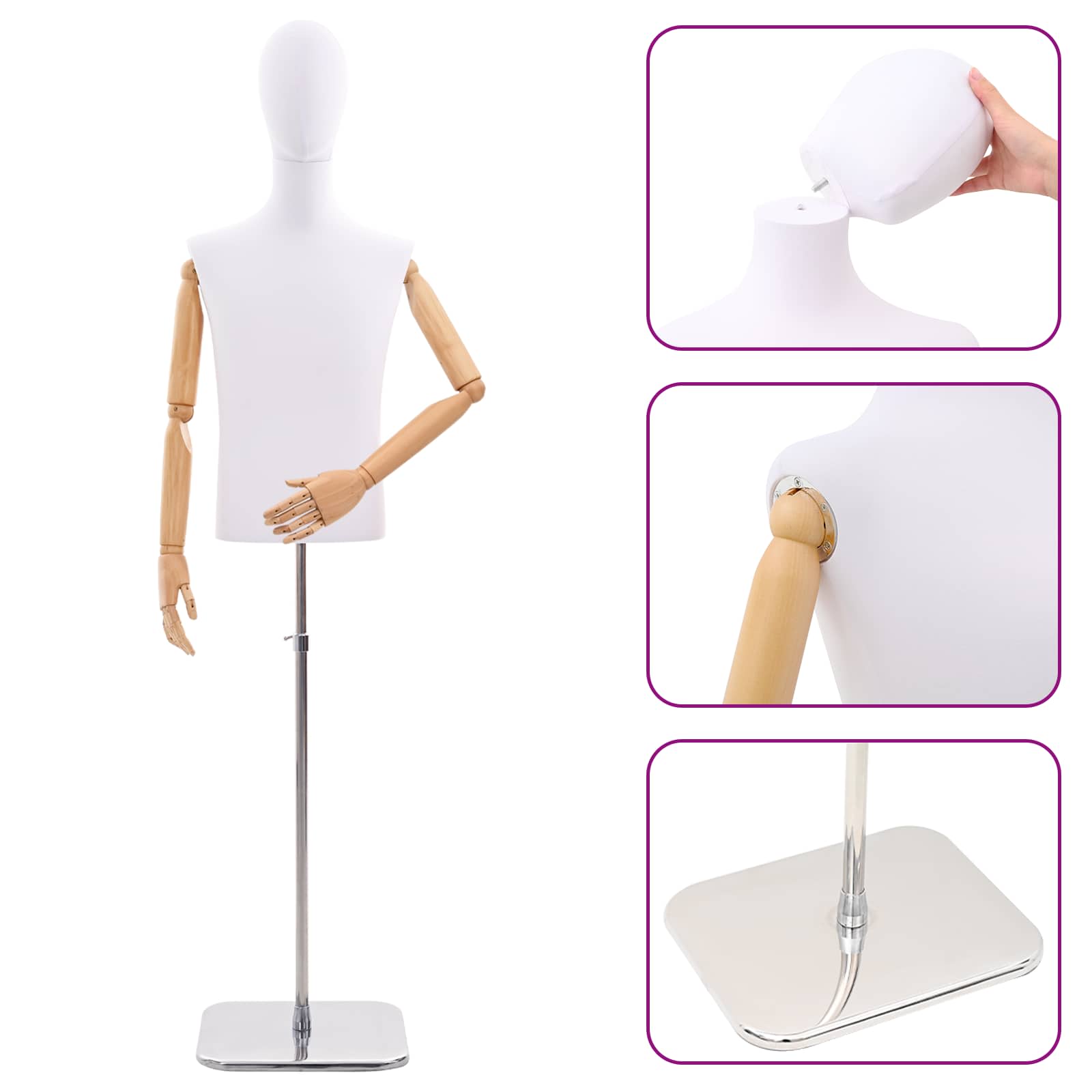 Verstellbare Mannequin 165-213 cm mit Fuß Weiblich PP Weiß