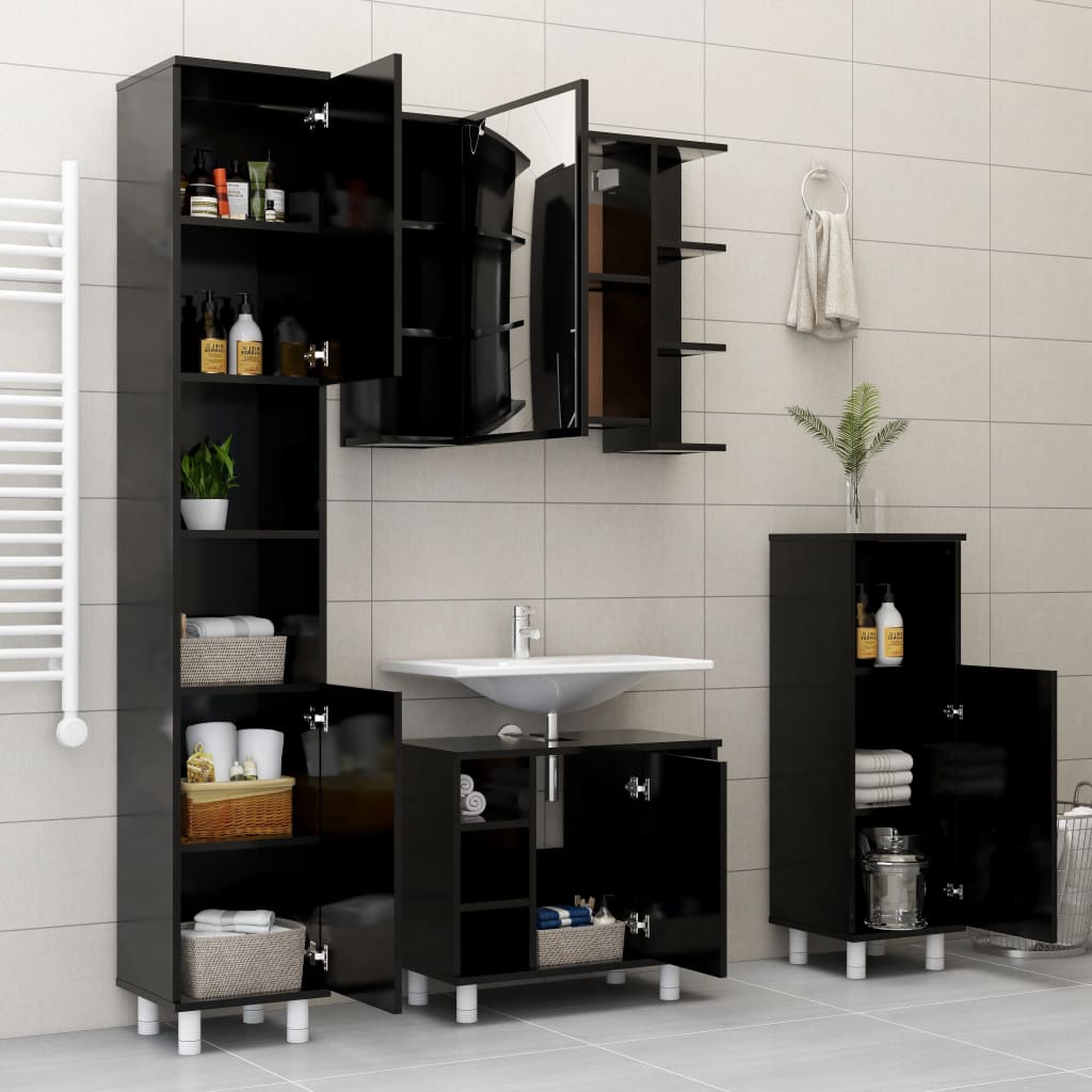Badezimmerschrank Weiß 30x30x95 cm Holzwerkstoff