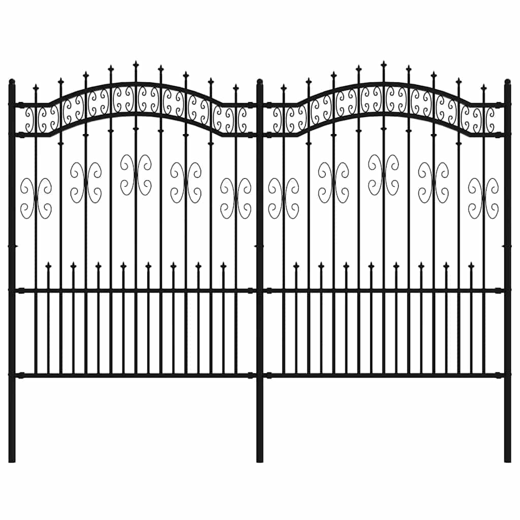 Gartenzaun KAMPEN mit Speerspitze Schwarz 240 x 75 cm Stahl
