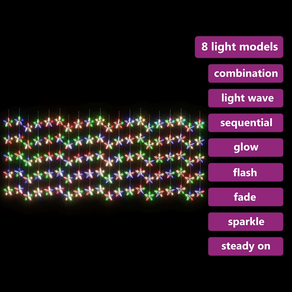 LED Sternenvorhang Lichterkette 200 LED Kaltweiß 8 Funktionen