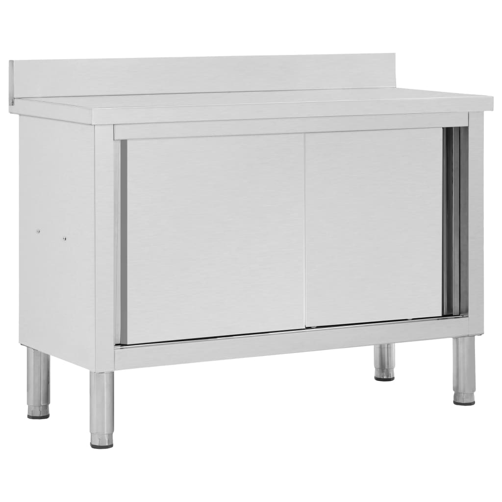 Arbeitsschränke mit Schiebetüren 2 Stk. 200x50x(95-97) cm Edelstahl