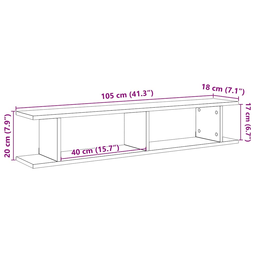 Wandregale 2 Stk. Weiß 75x18x20 cm Holzwerkstoff