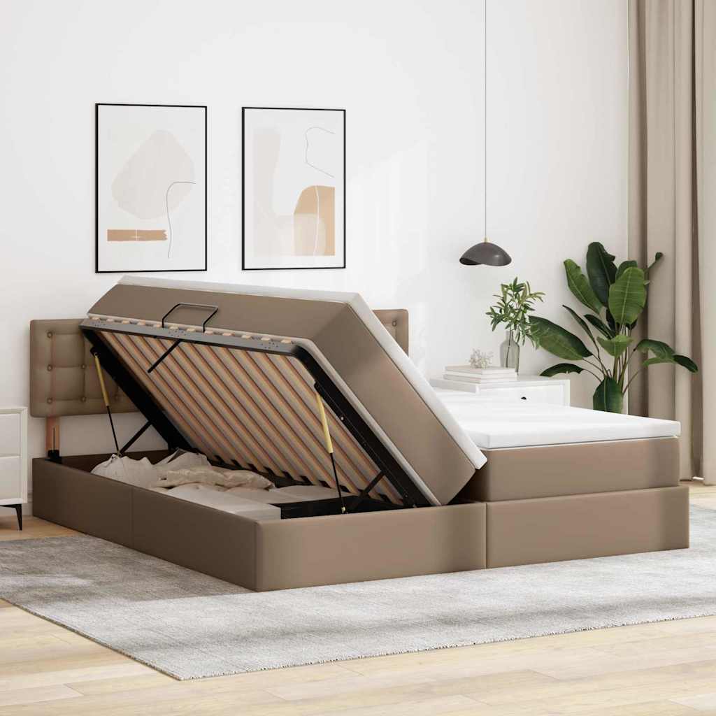 Bett mit Stauraum und LED Schwarz 180 x 200 cm Kunstleder