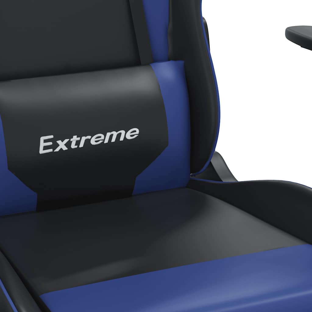 Gaming-Stuhl mit Massagefunktion Schwarz und Blau Kunstleder