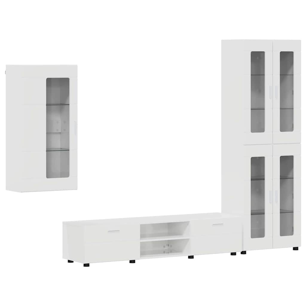 Highboard mit Regal FLORIN Weiß 60 x 35 x 182 cm Holzwerkstoff
