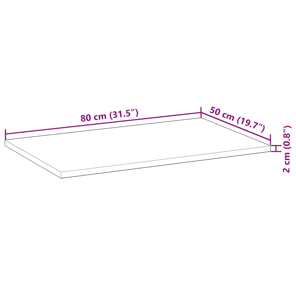 Schreibtischplatte Unbehandelt 60x50x2 cm Massivholz Akazie