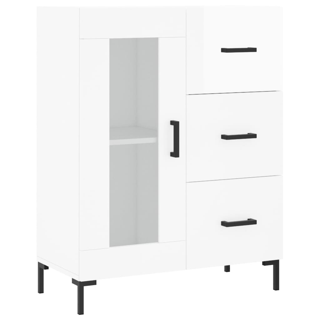 Highboard Hochglanz-Weiß 69,5x34x180 cm Holzwerkstoff