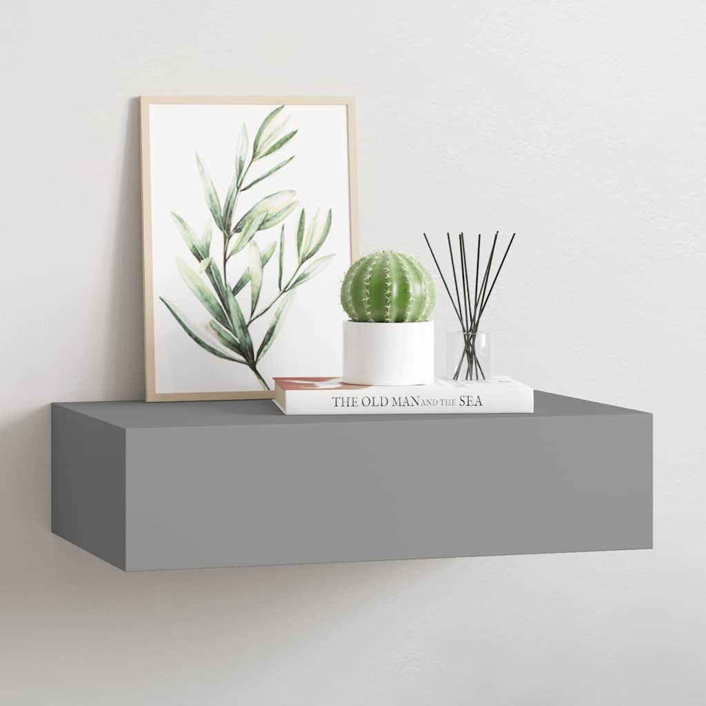 Wandregal mit Schublade Weiß 40x23,5x10 cm MDF