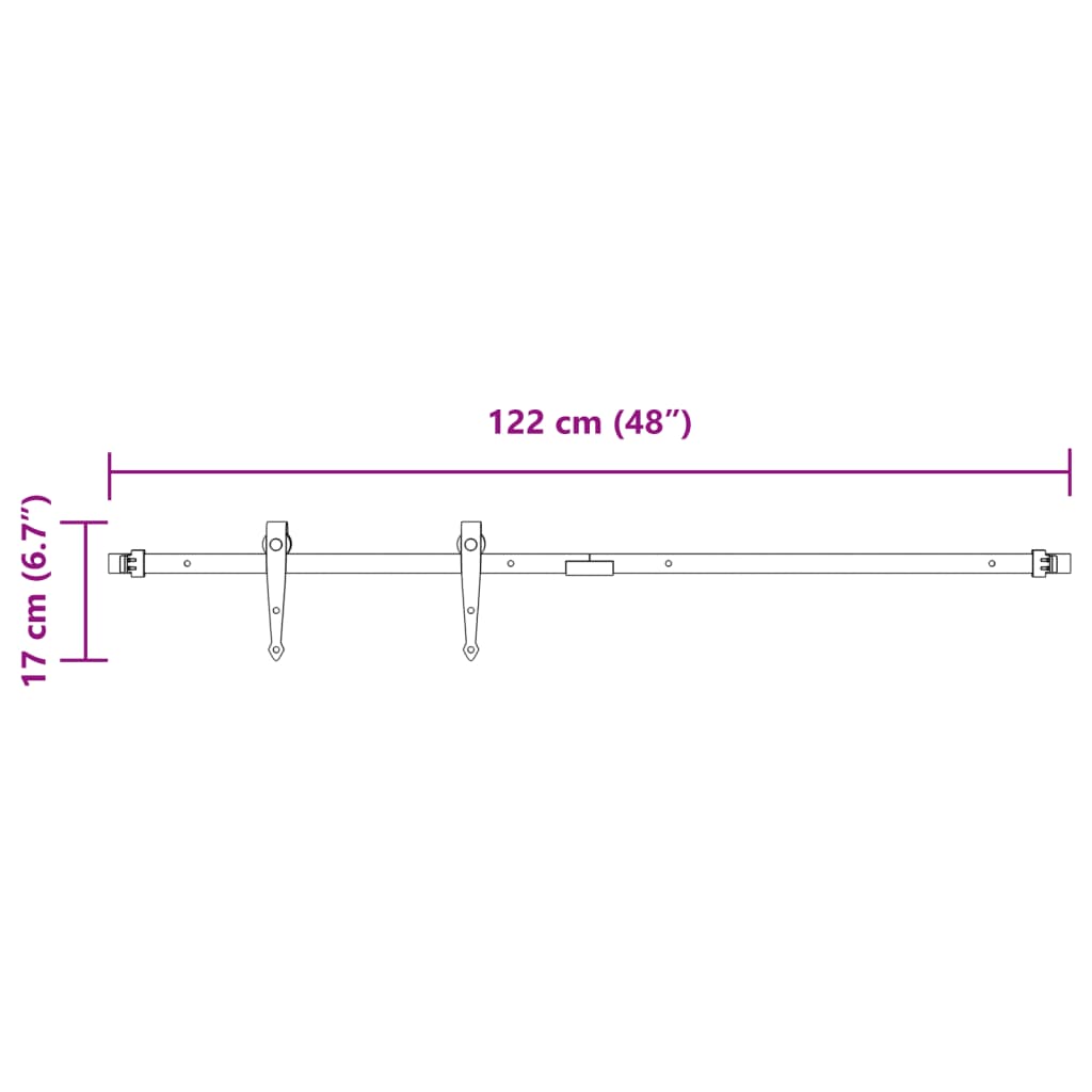Mini Schiebetürbeschlag Set für Schranktüren 122 cm Carbonstahl