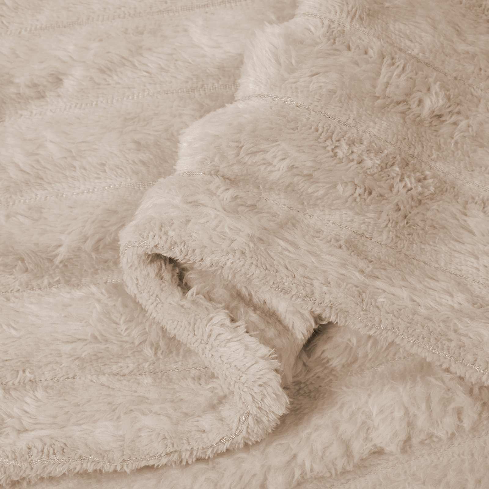 Überwurfdecke Beige 150 x 130 cm Fleece