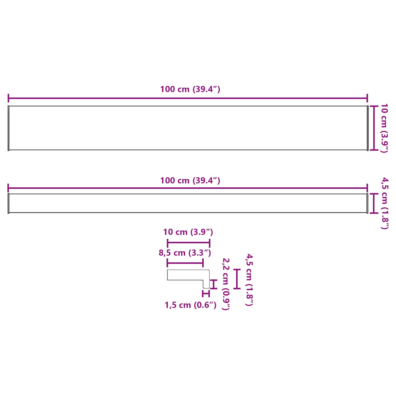 Fensterbank Weiß 60 x 10 x 4,5 cm PVC