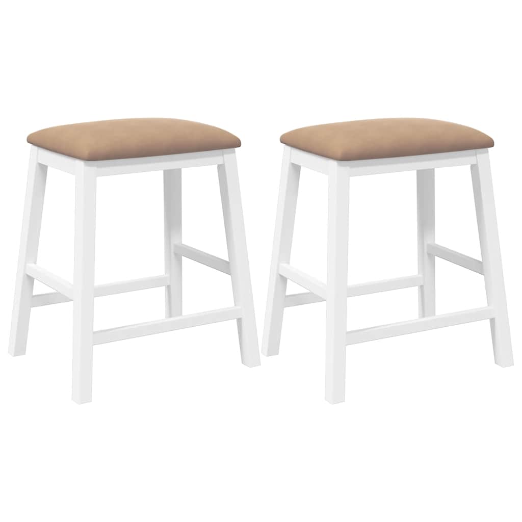 Barstühle mit Kissen 2 Stk. Braun Massivholz Gummibaum