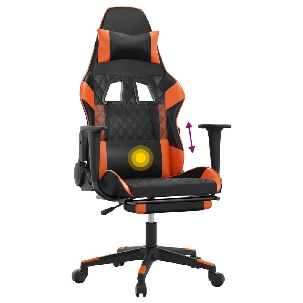 Gaming-Stuhl mit Massagefunktion Schwarz und Blau Kunstleder
