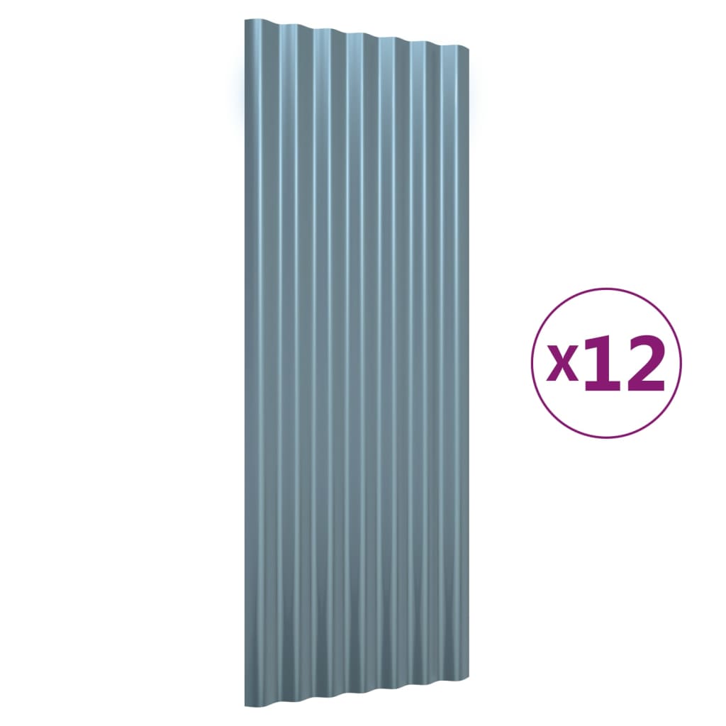 Dachpaneele 12 Stk. Verzinkter Stahl Grün 100x36 cm
