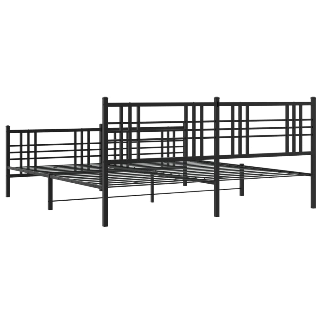 Bettgestell mit Kopf- und Fußteil Metall Schwarz 90x200 cm