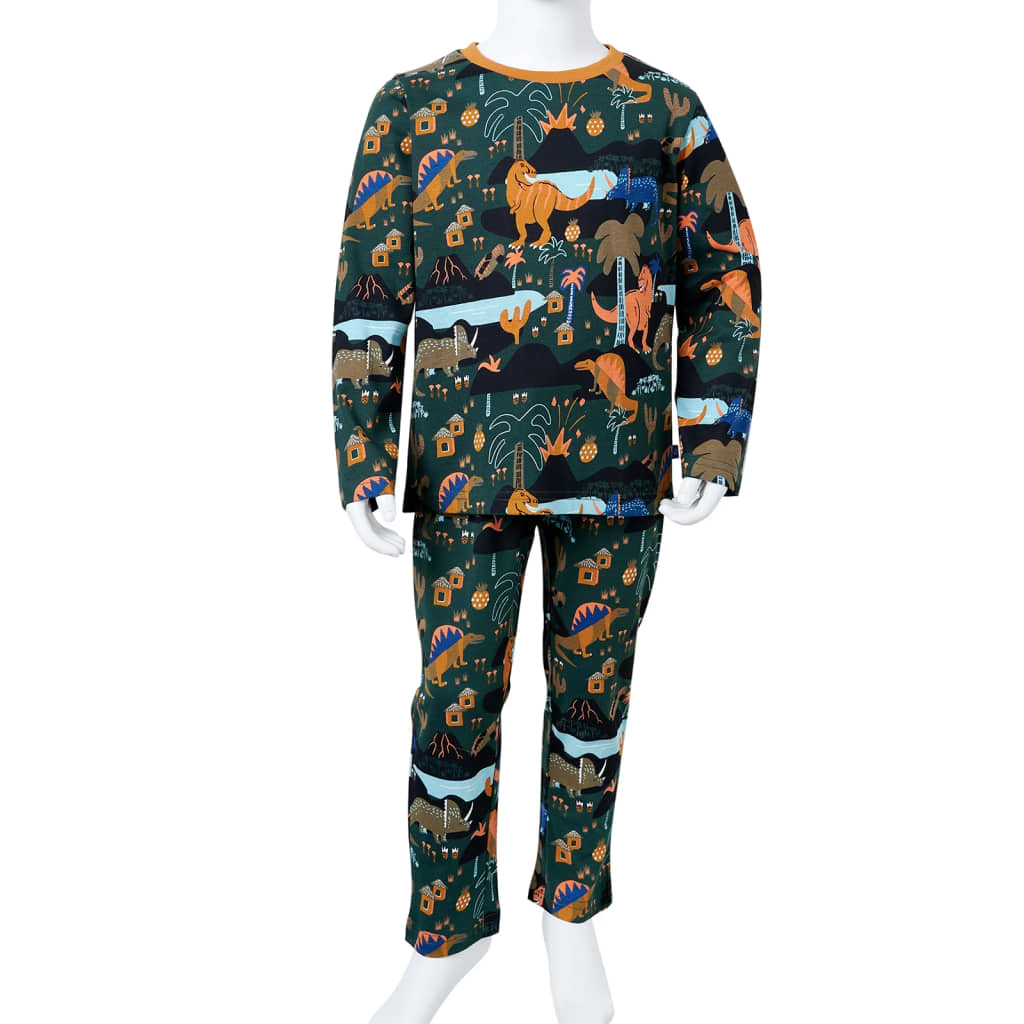 Kinderpyjama mit Langen Ärmeln Dunkelgrün 92
