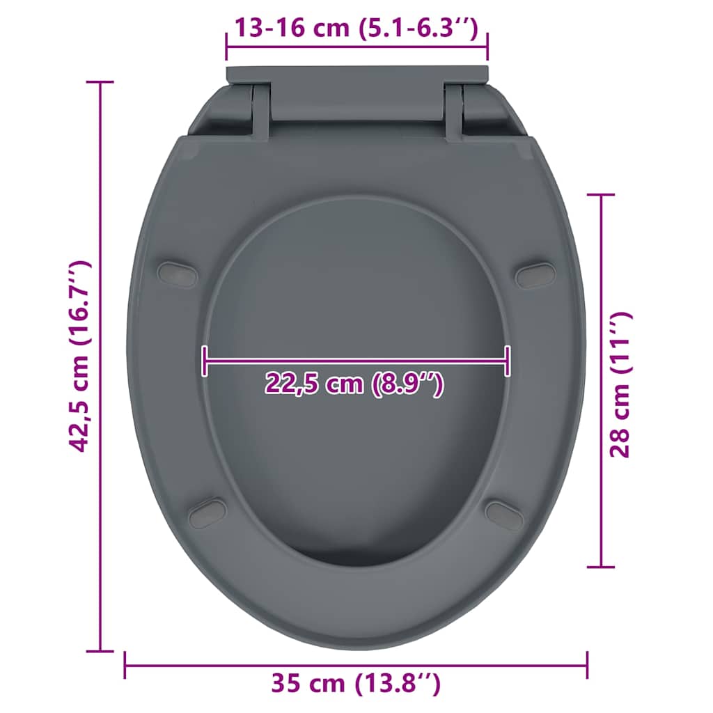 Toilettensitz mit Absenkautomatik Hellgrau Oval