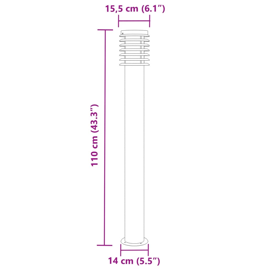 Wegeleuchte Silbern 110 cm Edelstahl