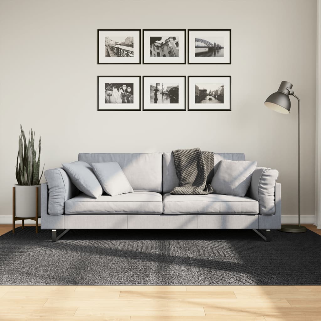 Teppich IZA Kurzflor Skandi-Stil Anthrazit 80x150 cm