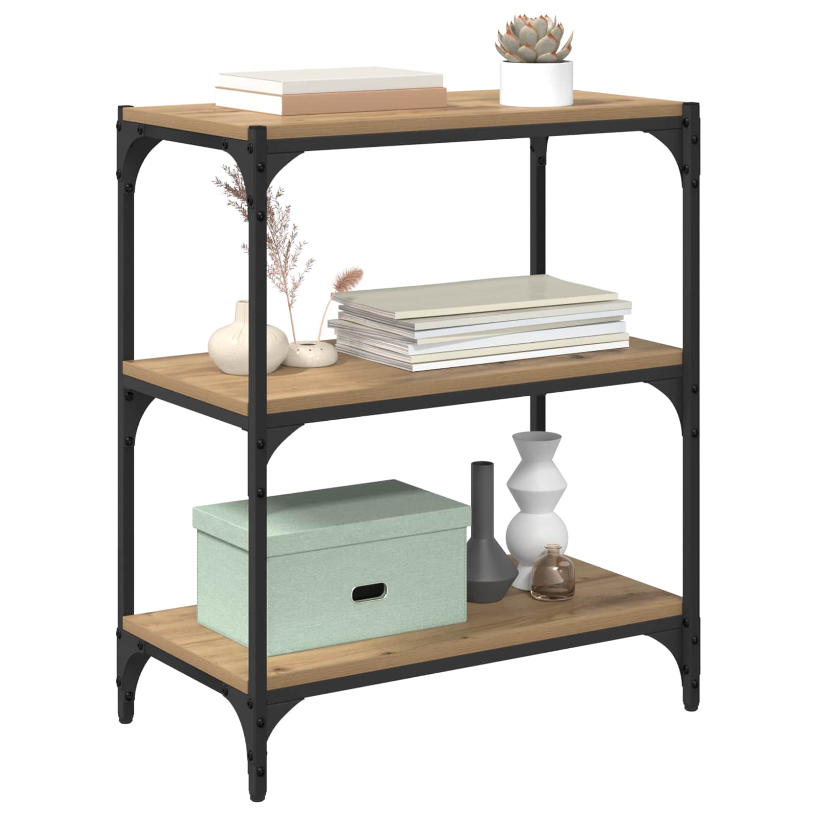 Bücherregal Schwarz 40x33x70,5 cm Holzwerkstoff und Stahl