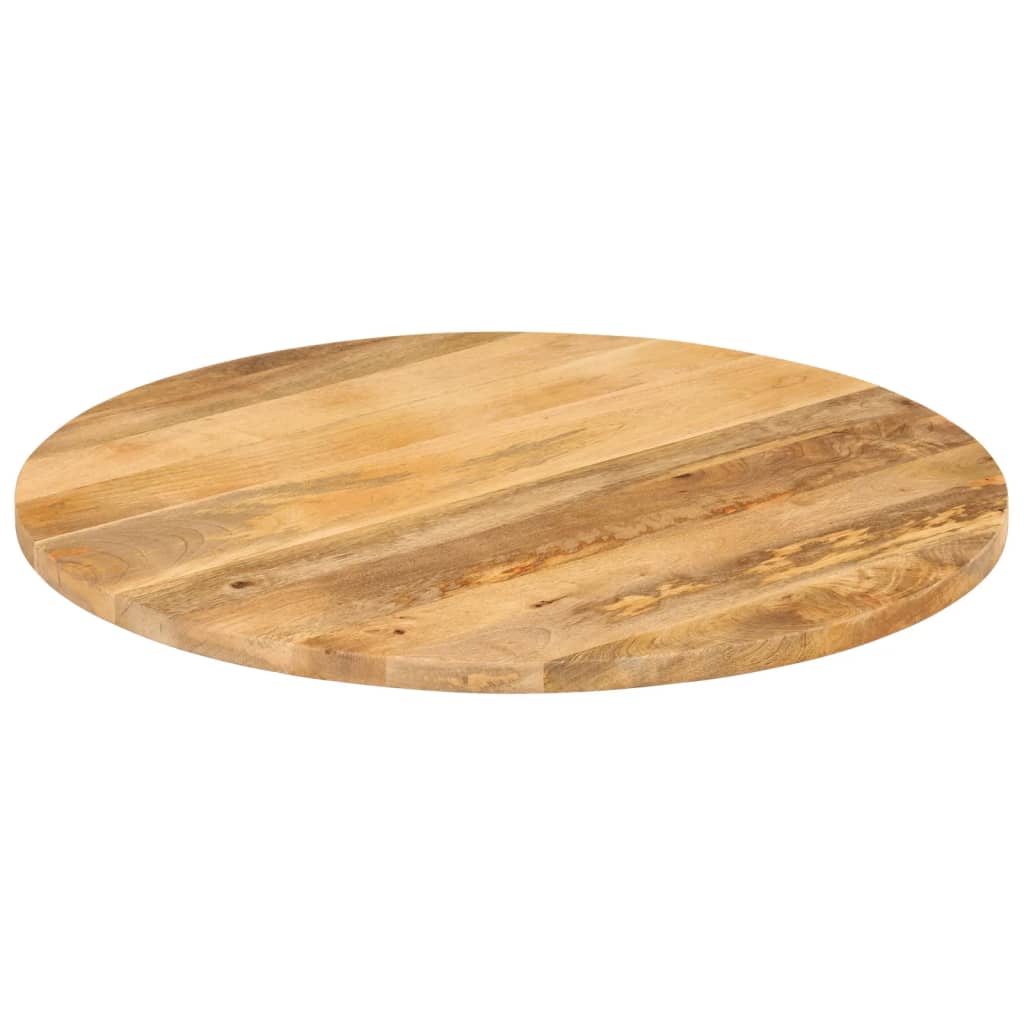 Tischplatte Ø 40x2,5 cm Rund Raues Massives Mangoholz