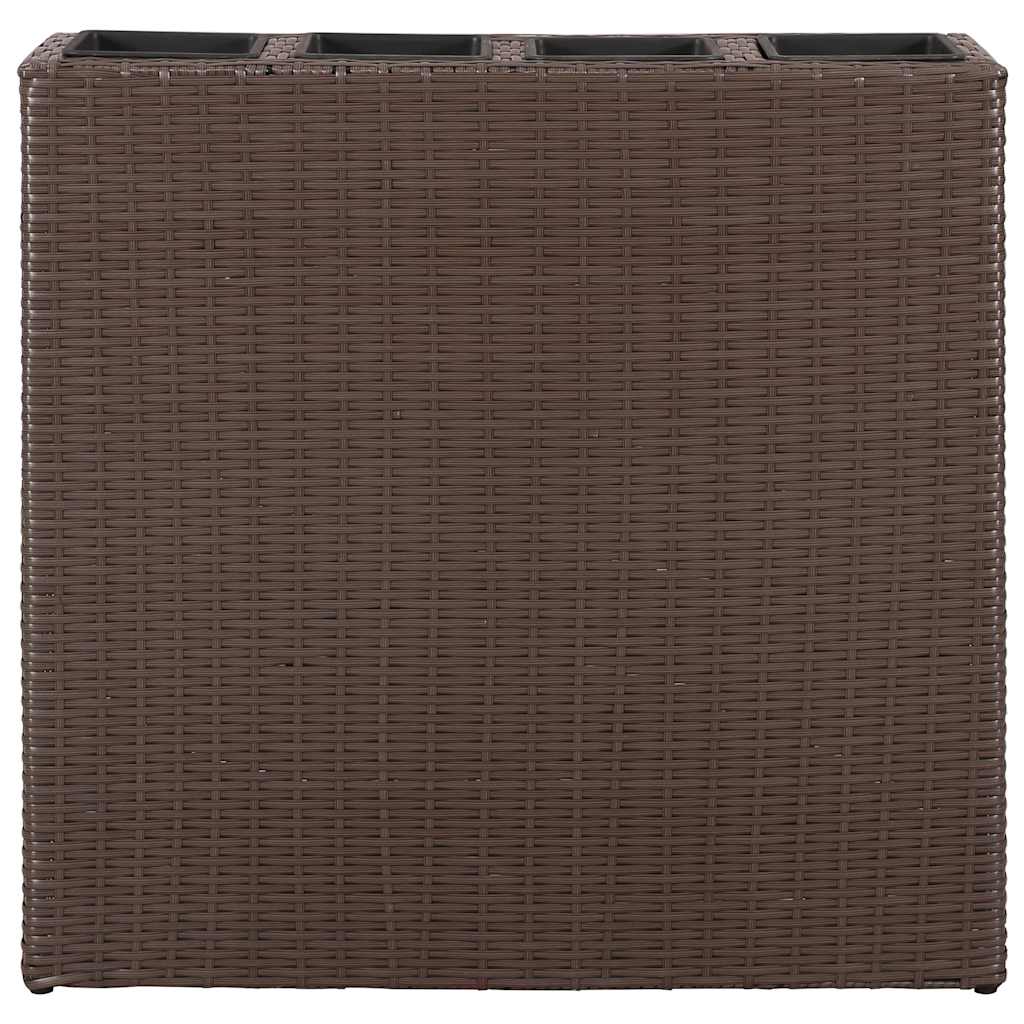 Garten-Hochbeet mit 4 Töpfen 2 Stk. Poly Rattan Grau