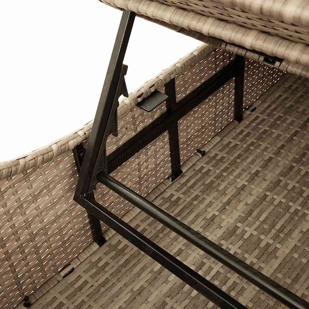 Klappliege mit Auflage und Stauraum Schwarz Poly-Rattan