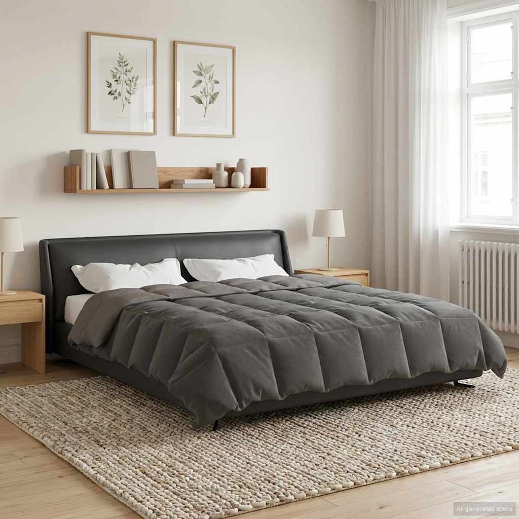 Winterbettdecke Gepolstert Anthrazit 240 x 260 cm Mikrofaser